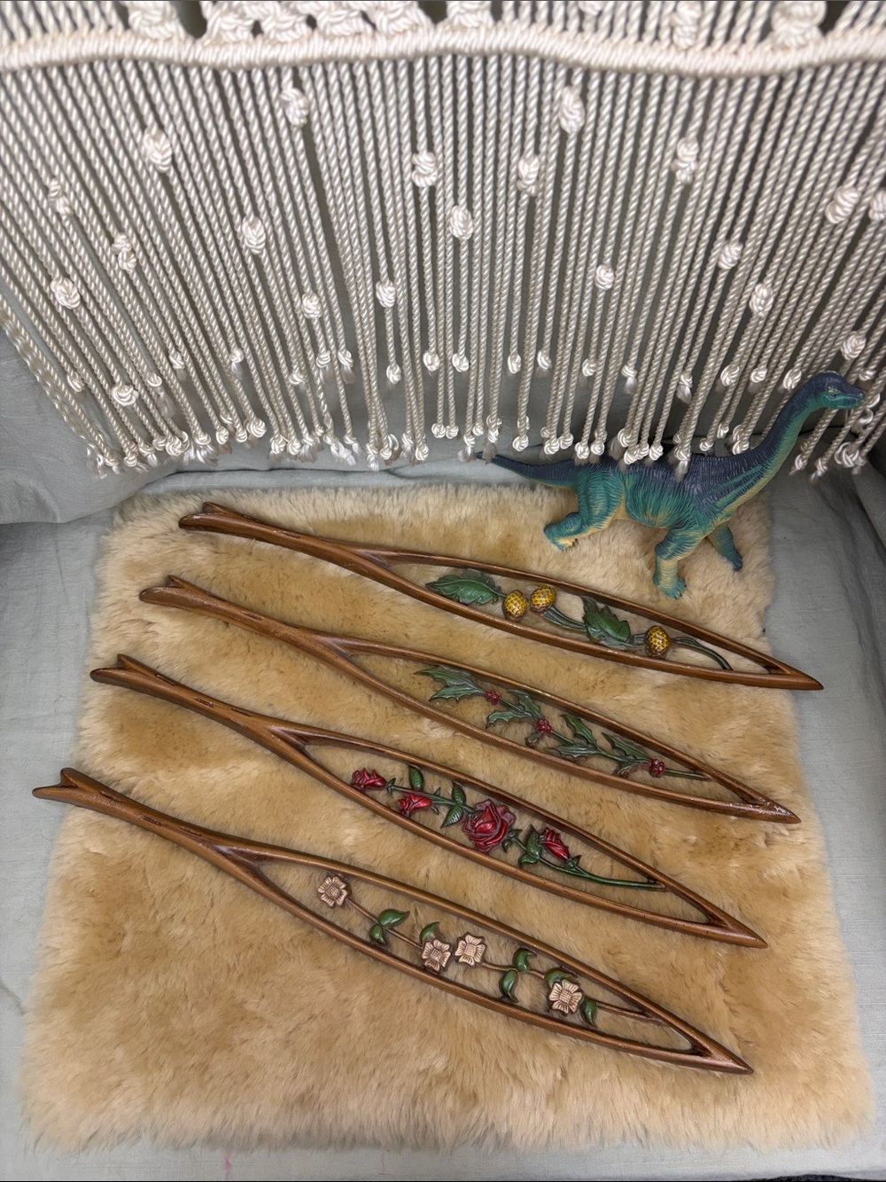 Vintage 1960's Hollywood Regency Floral Sexton Metal Wall Art MCM - Set of Four